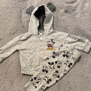 Gray Mickey Mouse Hoodie and Pants Set, Disney